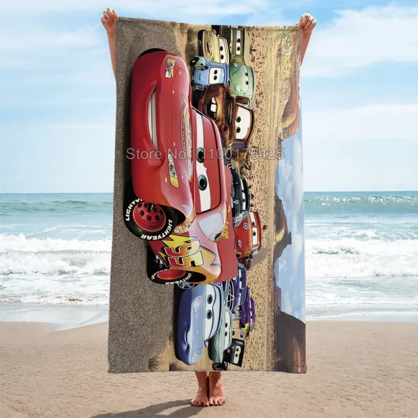 Anime Cars Lightning McQueen Bath Towels Microfiber Beach Swimming Towel Decor for Adults Kids Gift 75x150cm Shower Washcloth 2