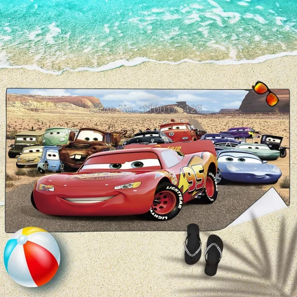 Anime Cars Lightning McQueen Bath Towels Microfiber Beach Swimming Towel Decor for Adults Kids Gift 75x150cm Shower Washcloth 4
