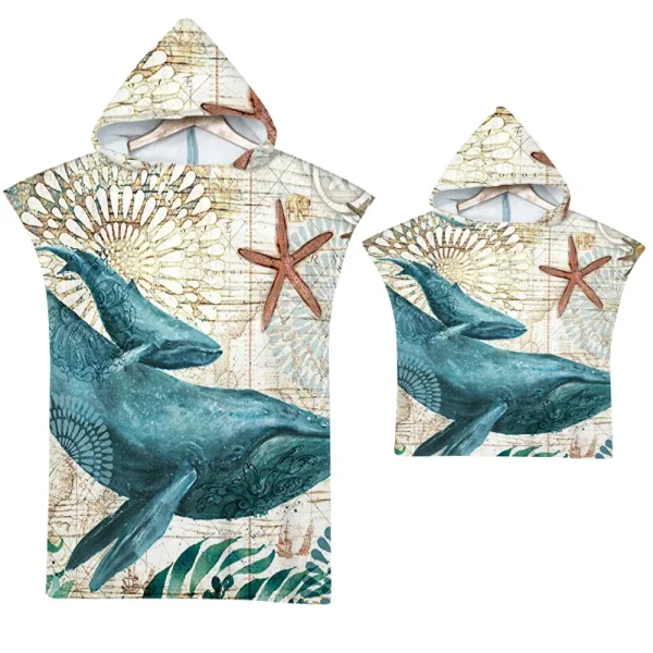 Sea Turtle Bath Towel Quick-drying Hooded Cape Large Towel Microfiber Beach Towel Wetsuit Adult Parent-child Poncho Bathrobe 4