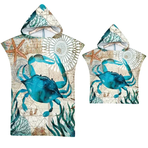Sea Turtle Bath Towel Quick-drying Hooded Cape Large Towel Microfiber Beach Towel Wetsuit Adult Parent-child Poncho Bathrobe 6
