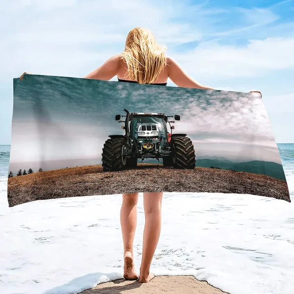 Microfiber Tractor Beach Towel, Sand Free Agricultural Vehicle Beach Towels Oversized, Quick Dry Soft Bath Towels for Sports 2