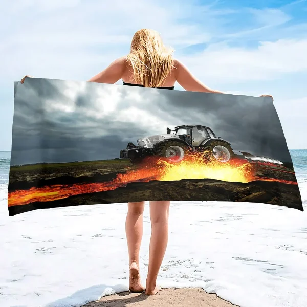 Microfiber Tractor Beach Towel, Sand Free Agricultural Vehicle Beach Towels Oversized, Quick Dry Soft Bath Towels for Sports 4