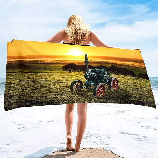 Microfiber Tractor Beach Towel, Sand Free Agricultural Vehicle Beach Towels Oversized, Quick Dry Soft Bath Towels for Sports 6