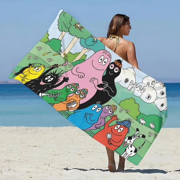 Cartoon Barbapapa Beach Towel Microfiber Sand Free Quick Dry Soft Sandproof Pool Towels Gift for Women Travel Gym Shower Camping 1