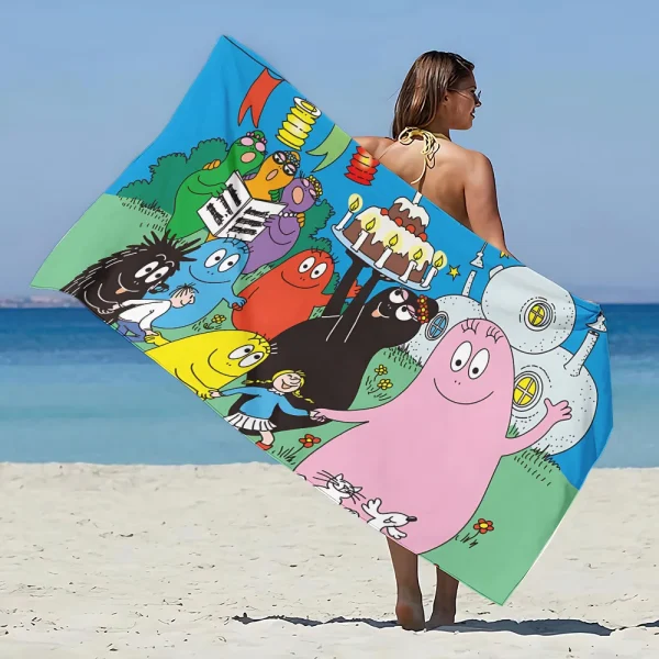 Cartoon Barbapapa Beach Towel Microfiber Sand Free Quick Dry Soft Sandproof Pool Towels Gift for Women Travel Gym Shower Camping 4