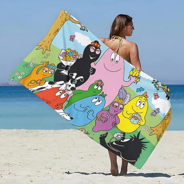 Cartoon Barbapapa Beach Towel Microfiber Sand Free Quick Dry Soft Sandproof Pool Towels Gift for Women Travel Gym Shower Camping 5
