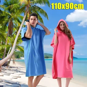 Surf Poncho Changing Towel Hooded Robe Microfiber Beach Blanket Bath Towel Swim Towel Wetsuit Beach Poncho for Adults 1