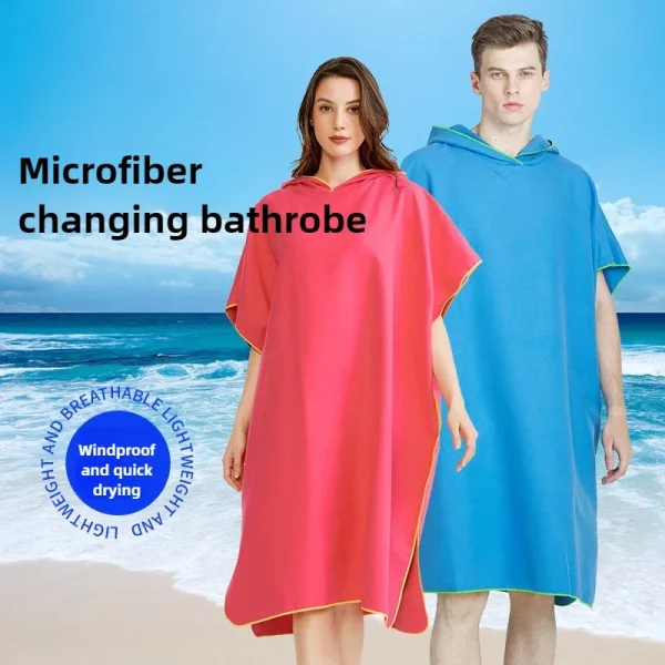 Surf Poncho Changing Towel Hooded Robe Microfiber Beach Blanket Bath Towel Swim Towel Wetsuit Beach Poncho for Adults 2