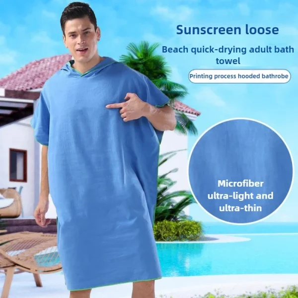 Surf Poncho Changing Towel Hooded Robe Microfiber Beach Blanket Bath Towel Swim Towel Wetsuit Beach Poncho for Adults 3