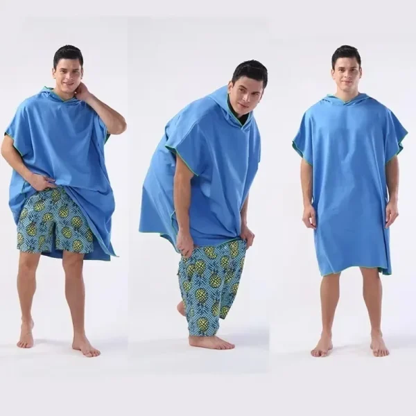Surf Poncho Changing Towel Hooded Robe Microfiber Beach Blanket Bath Towel Swim Towel Wetsuit Beach Poncho for Adults 4