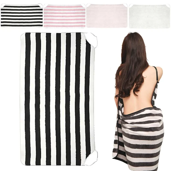 Women's Wearable Bath Towel Non-slip Adjustable Shoulder Straps Towel Soft Quick-Drying Soft Wearable Top Dress Bathrobe Towel 1