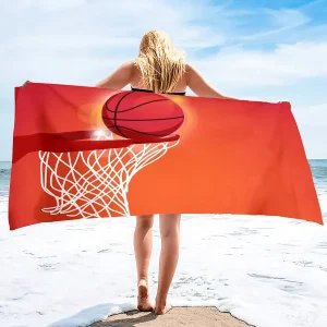 Basketball Large Beach Towel,Soft and Quick Dry Oversized Bath  Soft Microfiber  for Sports Girls Teens Adults Men 1