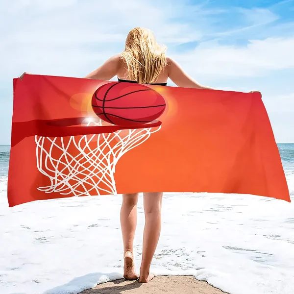 Basketball Large Beach Towel,Soft and Quick Dry Oversized Bath  Soft Microfiber  for Sports Girls Teens Adults Men 1