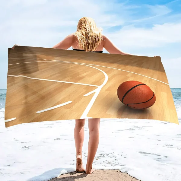 Basketball Large Beach Towel,Soft and Quick Dry Oversized Bath  Soft Microfiber  for Sports Girls Teens Adults Men 2