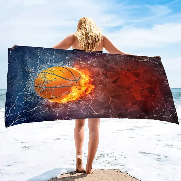 Basketball Large Beach Towel,Soft and Quick Dry Oversized Bath  Soft Microfiber  for Sports Girls Teens Adults Men 3