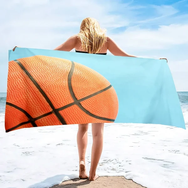 Basketball Large Beach Towel,Soft and Quick Dry Oversized Bath  Soft Microfiber  for Sports Girls Teens Adults Men 4