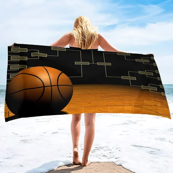 Basketball Large Beach Towel,Soft and Quick Dry Oversized Bath  Soft Microfiber  for Sports Girls Teens Adults Men 5