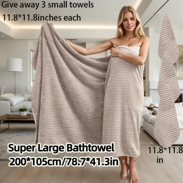 Extra Large Star Striped Towel Set,Strong Absorbency Coral Fiber,Quick-Dry,Non-Shedding,Durable-Perfect for Home,Beach,Outdoor 2