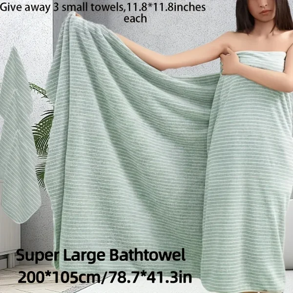 Extra Large Star Striped Towel Set,Strong Absorbency Coral Fiber,Quick-Dry,Non-Shedding,Durable-Perfect for Home,Beach,Outdoor 3