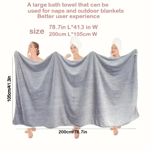 Extra Large Star Striped Towel Set,Strong Absorbency Coral Fiber,Quick-Dry,Non-Shedding,Durable-Perfect for Home,Beach,Outdoor 4
