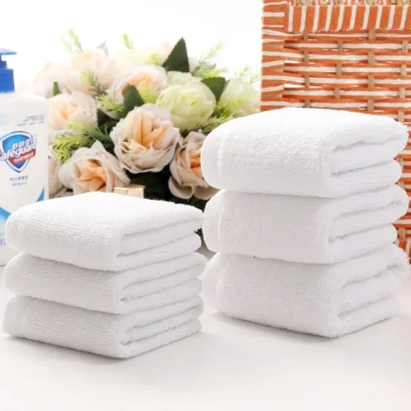 Good Quality White Cheap Face Towel Small Hand Towels Kitchen Towel Hotel Restaurant Kindergarten Towel 1