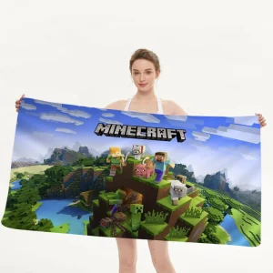 Minecraft Ghast Fireball Beach Towel For Kids Personalized Bath Towel Pool Towel Vacation Gift Picnic Towel Party Gift 1