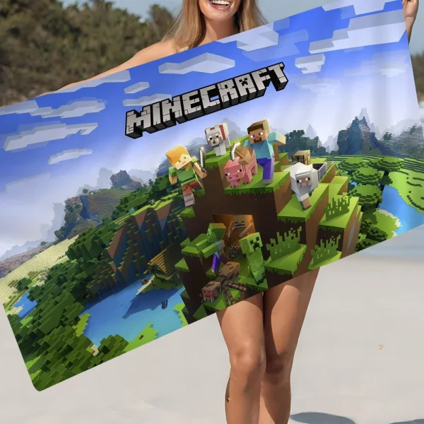 Minecraft Ghast Fireball Beach Towel For Kids Personalized Bath Towel Pool Towel Vacation Gift Picnic Towel Party Gift 3