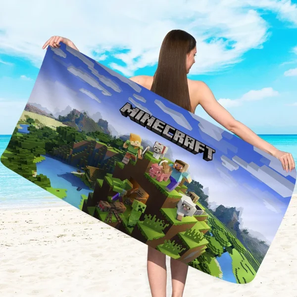 Minecraft Ghast Fireball Beach Towel For Kids Personalized Bath Towel Pool Towel Vacation Gift Picnic Towel Party Gift 5
