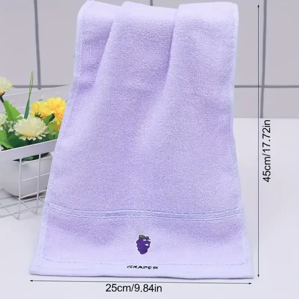 Set of 5 Soft Cotton Embroidered Fruit Themed Hand Towels - Ultra soft, absorbent and quick drying face towel with design 4