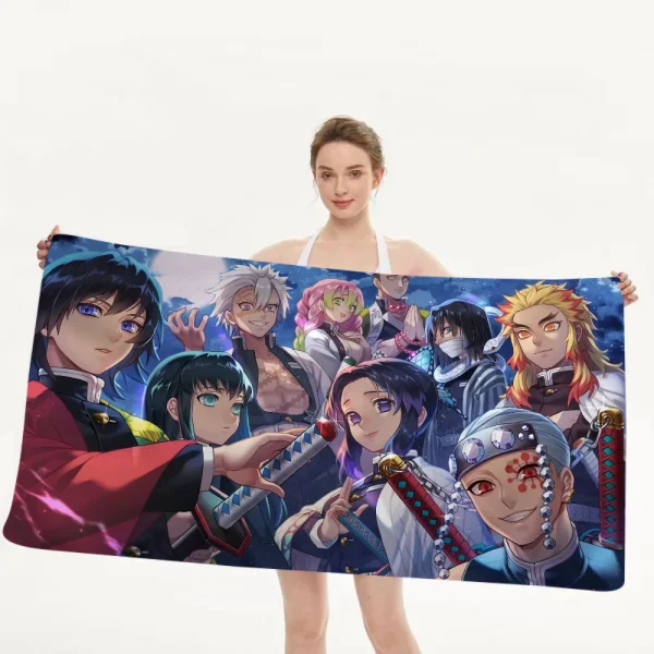 Anime D-Demon S-Slayer Big Microfiber Beach Towels Quick Dry Towel Sand Beach Towels Pool Towel For Travel Swim Pool Yoga 1