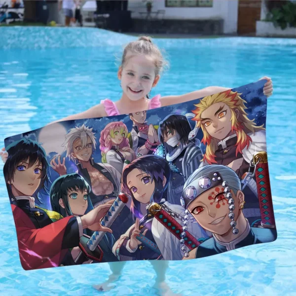 Anime D-Demon S-Slayer Big Microfiber Beach Towels Quick Dry Towel Sand Beach Towels Pool Towel For Travel Swim Pool Yoga 2