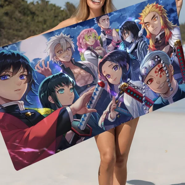 Anime D-Demon S-Slayer Big Microfiber Beach Towels Quick Dry Towel Sand Beach Towels Pool Towel For Travel Swim Pool Yoga 3