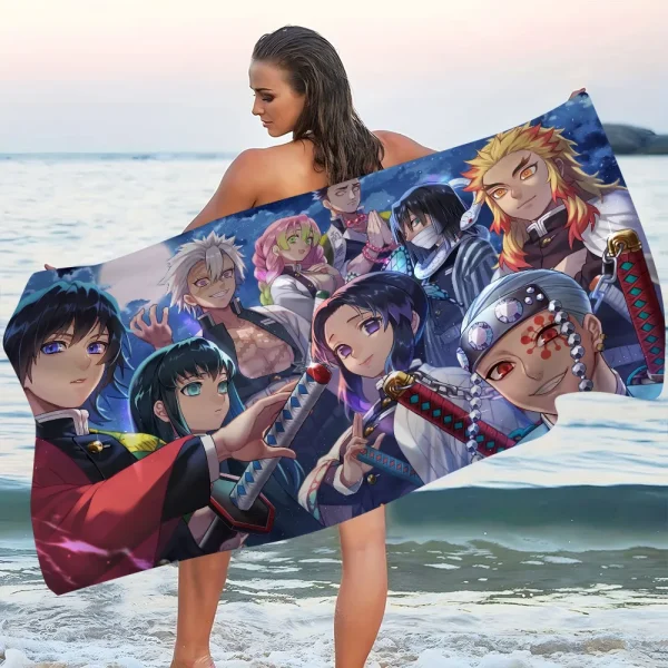Anime D-Demon S-Slayer Big Microfiber Beach Towels Quick Dry Towel Sand Beach Towels Pool Towel For Travel Swim Pool Yoga 4