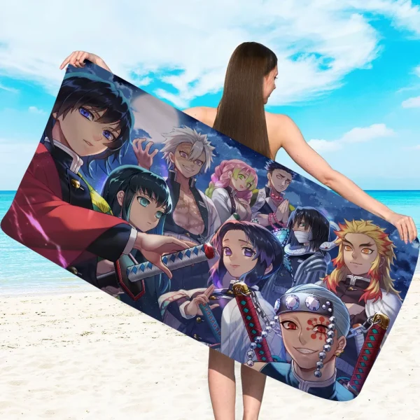 Anime D-Demon S-Slayer Big Microfiber Beach Towels Quick Dry Towel Sand Beach Towels Pool Towel For Travel Swim Pool Yoga 5