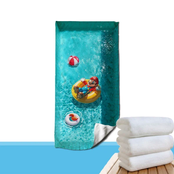 Mario-Themed Beach Towel: Float into Summer Fun! Suitable for towels, bath towels, beach towels 3