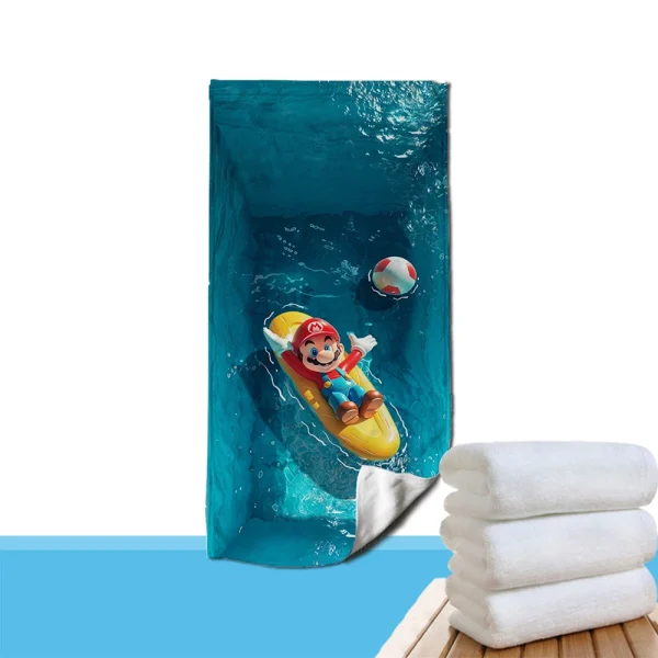 Mario-Themed Beach Towel: Float into Summer Fun! Suitable for towels, bath towels, beach towels 4