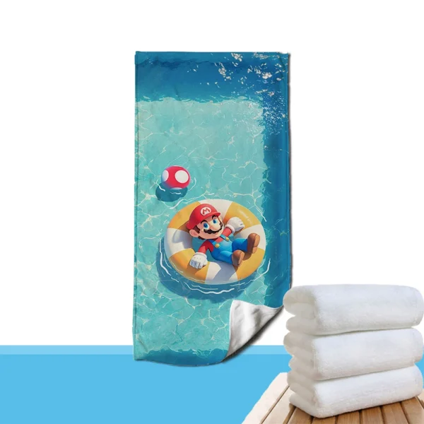 Mario-Themed Beach Towel: Float into Summer Fun! Suitable for towels, bath towels, beach towels 5