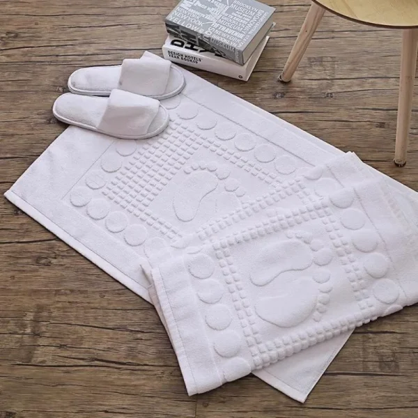 Thicken White Floor Towel For Hotel Home,Foot Bathroom Mat,High Quality 100%Cotton Non-slip Water Uptake Bathtub Towels 50*80cm 1