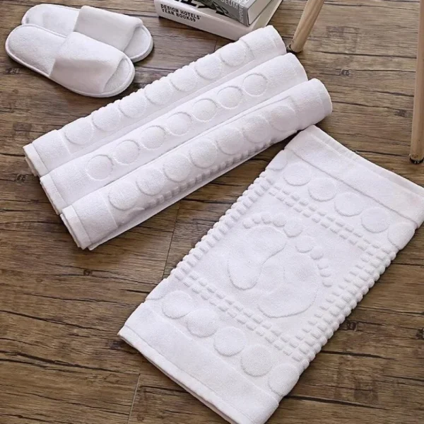 Thicken White Floor Towel For Hotel Home,Foot Bathroom Mat,High Quality 100%Cotton Non-slip Water Uptake Bathtub Towels 50*80cm 3