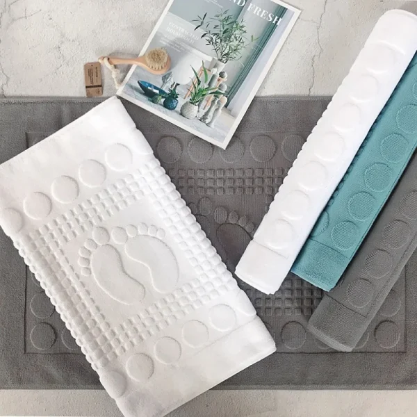 Thicken White Floor Towel For Hotel Home,Foot Bathroom Mat,High Quality 100%Cotton Non-slip Water Uptake Bathtub Towels 50*80cm 4
