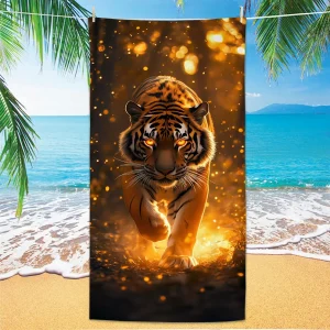 Hot Selling Tiger Beach Towel Microfiber Digital Print Bath Towel Bold Tiger Design Sun Protection Shawl Extra Large Towel 1
