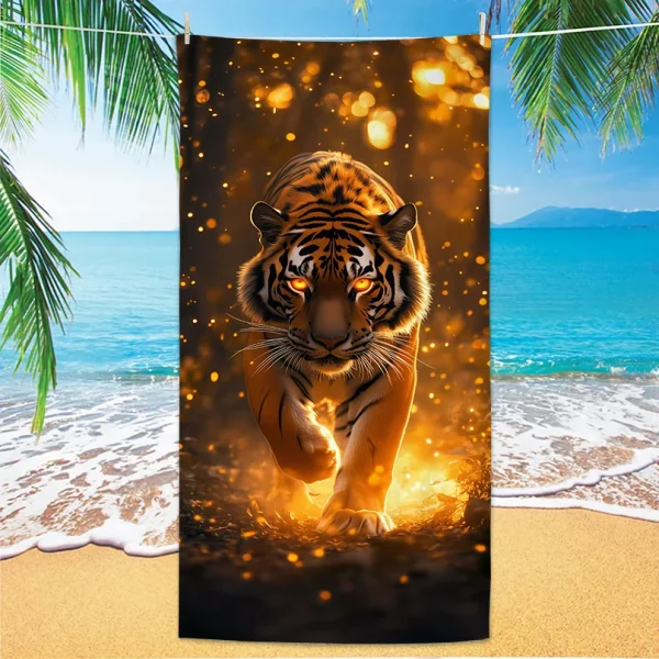 Hot Selling Tiger Beach Towel Microfiber Digital Print Bath Towel Bold Tiger Design Sun Protection Shawl Extra Large Towel 1