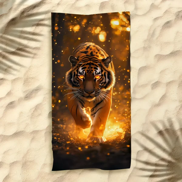 Hot Selling Tiger Beach Towel Microfiber Digital Print Bath Towel Bold Tiger Design Sun Protection Shawl Extra Large Towel 2