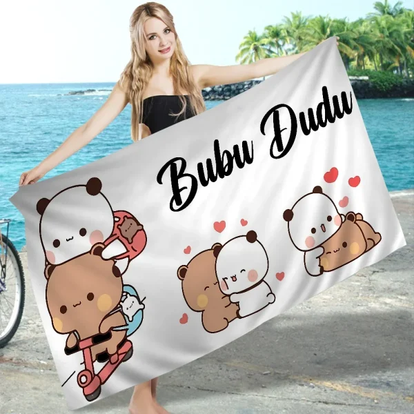 Bubu And Dudu Cute Cartoon Microfiber Blanket Quick Drying Beach Towels Oversized Printing Super Absorbent Pool Towel Blanket 2