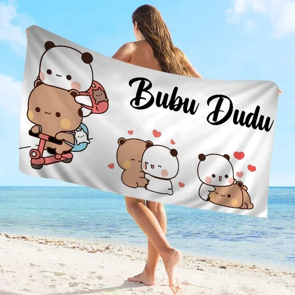 Bubu And Dudu Cute Cartoon Microfiber Blanket Quick Drying Beach Towels Oversized Printing Super Absorbent Pool Towel Blanket 3