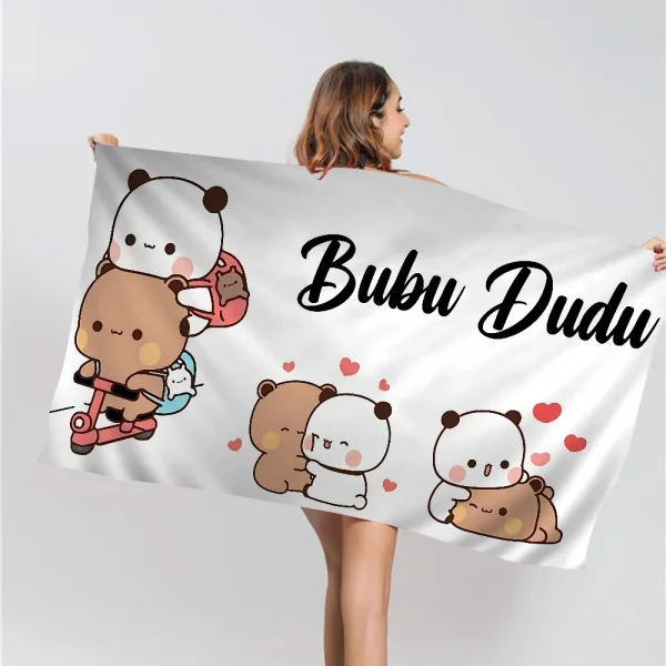 Bubu And Dudu Cute Cartoon Microfiber Blanket Quick Drying Beach Towels Oversized Printing Super Absorbent Pool Towel Blanket 5