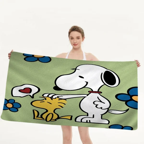 BANDAI Snoopy Microfiber Blanket Quick Drying Beach Towels Oversized Printing Super Absorbent Pool Towel Blanket 1