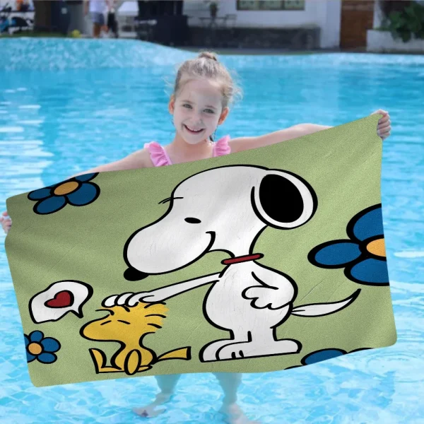 BANDAI Snoopy Microfiber Blanket Quick Drying Beach Towels Oversized Printing Super Absorbent Pool Towel Blanket 2