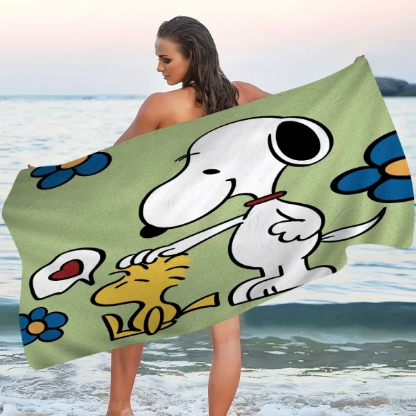 BANDAI Snoopy Microfiber Blanket Quick Drying Beach Towels Oversized Printing Super Absorbent Pool Towel Blanket 4