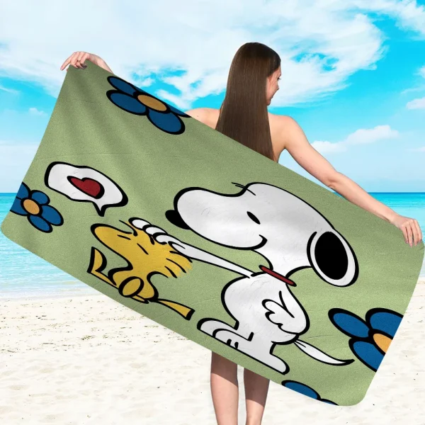 BANDAI Snoopy Microfiber Blanket Quick Drying Beach Towels Oversized Printing Super Absorbent Pool Towel Blanket 5